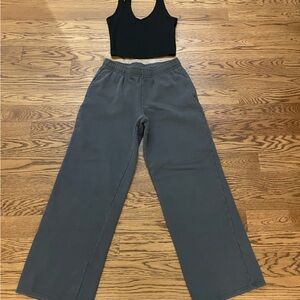 PacSun Wide Leg High-Rise Pants — Charcoal and Hollister black tank